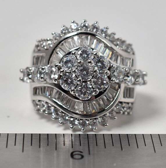 Cluster CZ Gemstone Ring in Sterling Silver