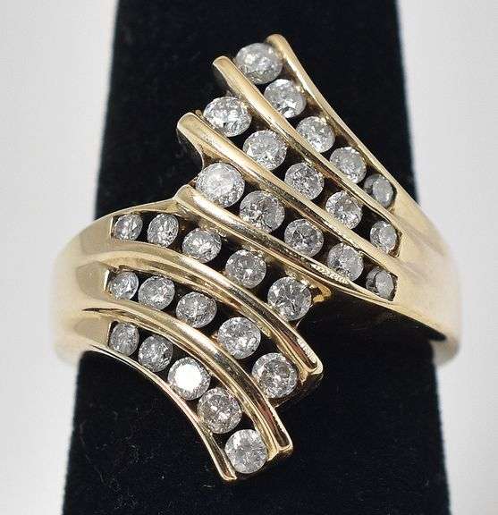 Dazzling 10K Yellow Gold Bypass Diamond Ring