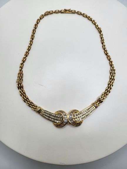 Handcrafted 18ct Gold necklace with over 10ctw of Pave & Baguette Diamonds – 40.3g of Solid Gold, si