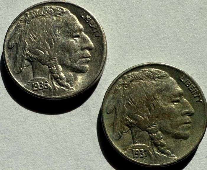 1936 S 1937 S Near Unc Buffalo Nickels