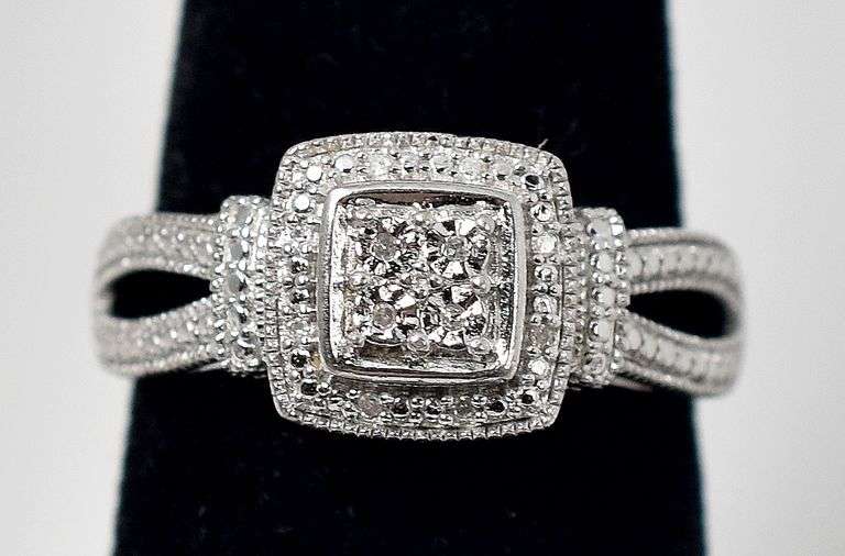 Diamond Ring in Sterling Silver