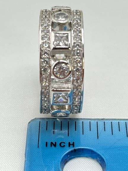 925 Sterling Silver 9mm CZ Triple Row Band