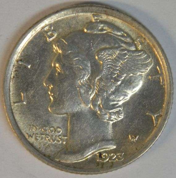 Near Gem BU 1923 Mercury Dime with Full Split Bands