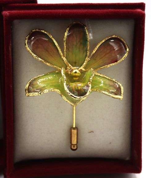 Siam Lanna native orchids real orchid brooch plating 24k