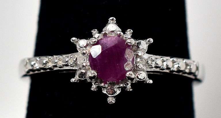 Ruby and Diamond Ring in Sterling Silver