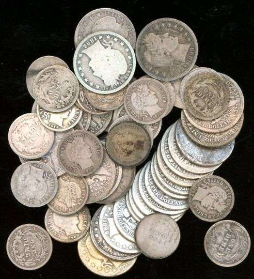 Lot of 55 Silver Barber Coins