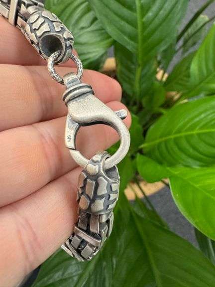 8 Inch Oxidized 925 Sterling Silver Byzantine Bracelet 9mm