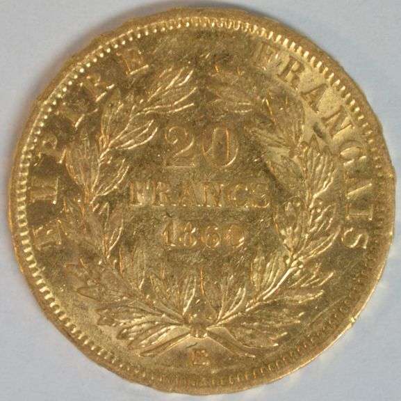 Real fresh high grade 1860-A Napoleon French 20 Francs Gold Piece