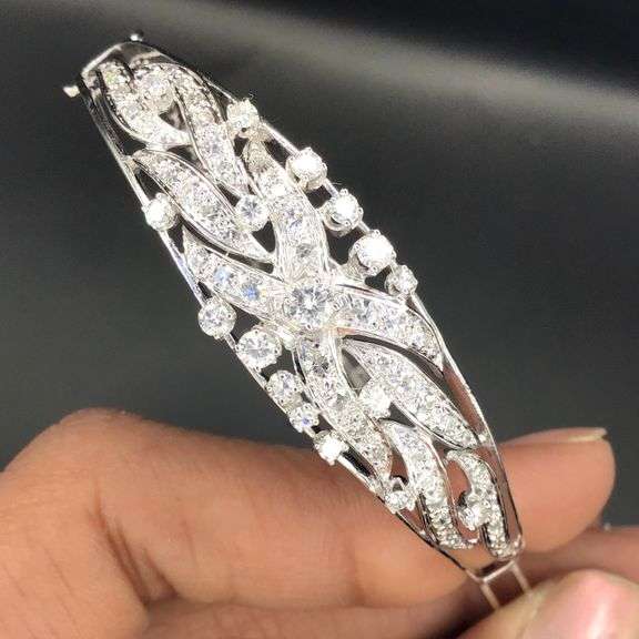 14K White Gold Vintage Diamond Bracelet – Natural Diamonds