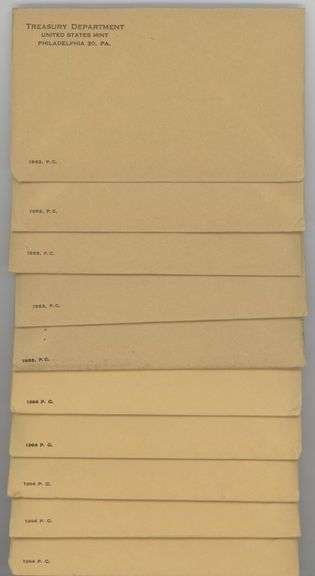 Nine (9) UNOPENED Silver Proof Sets. 3 each from 1962, 1963, & 1964