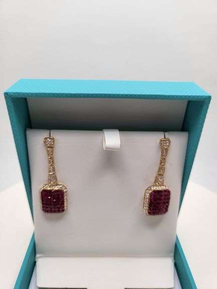 Ruby & Diamond Dangle Earrings