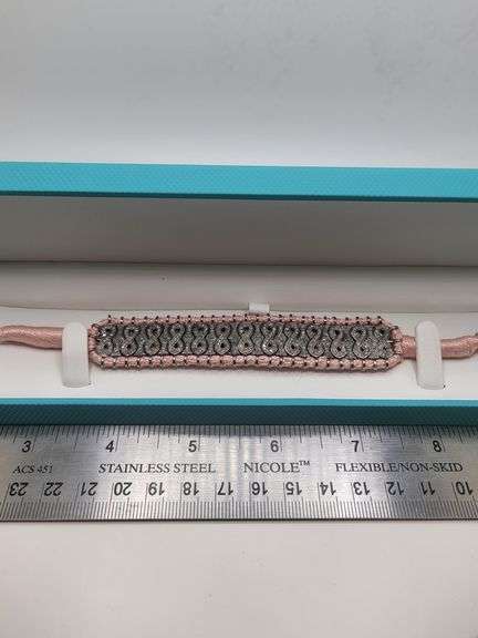 New! +10 ctw all natural diamond  weaved on fabric bracelet