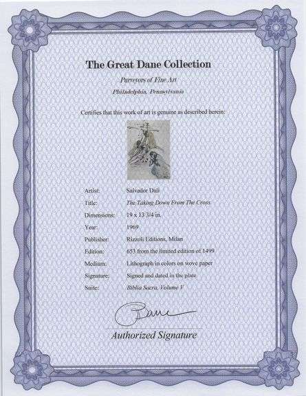 Highly Collectible and Rare Salvador Dali Original Lithograph from the 'Biblia Sacra' Suite