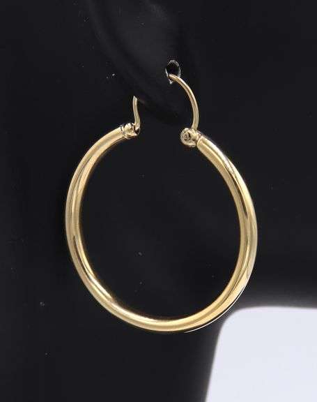 14kt Yellow Gold Tube Hoop Earrings