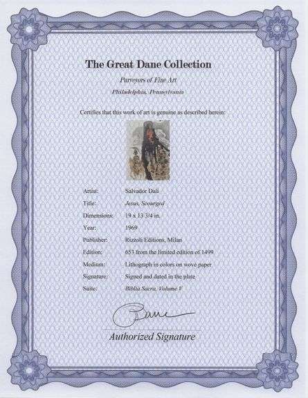 Highly Collectible and Rare Salvador Dali Original Lithograph from the 'Biblia Sacra' Suite