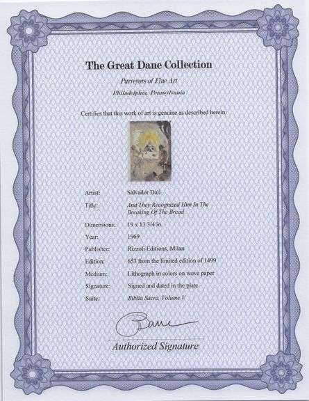 Highly Collectible and Rare Salvador Dali Original Lithograph from the 'Biblia Sacra' Suite