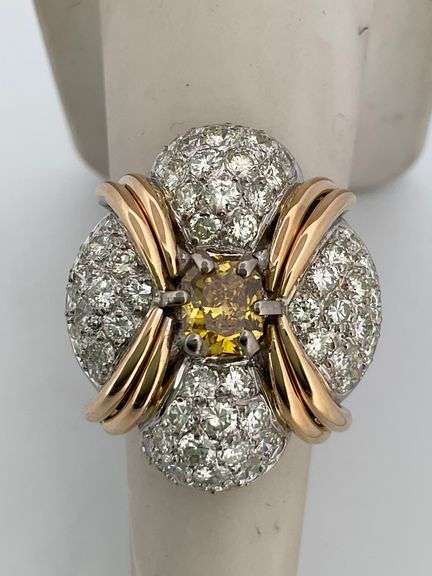 CERTIFIED 18K WHITE AND ROSE GOLD DIAMOND RING
