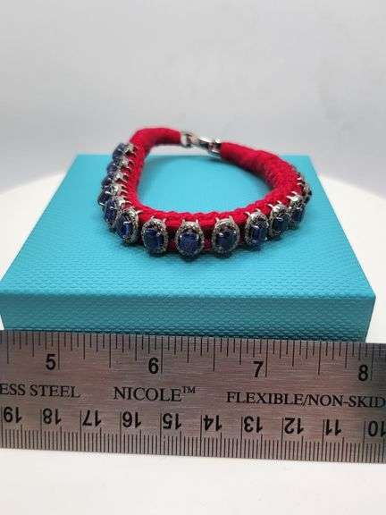 New! +10 ctw all natural sapphire and diamond  weaved on fabric bracelet
