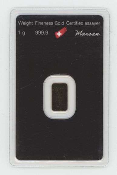 Swiss made Argor-Heraeus pure .9999 fine gold 1 gram bar. Unique Serial Number