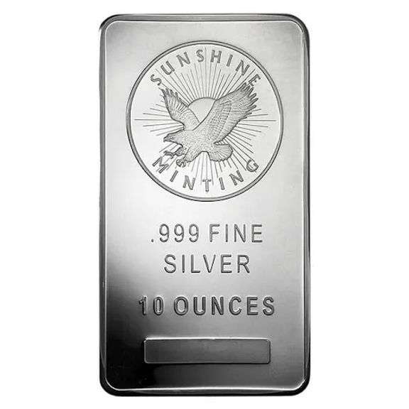 10 Troy Ounce .999 Pure Silver Bar from Sunshine Minting