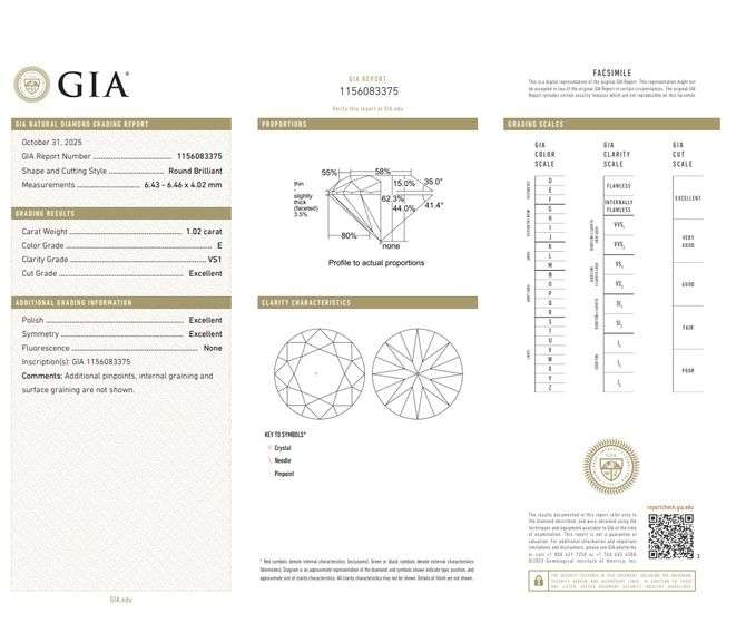 Loose Diamond, 1.02ct, GIA Certified, Triple Excellent, Round Brilliant Cut