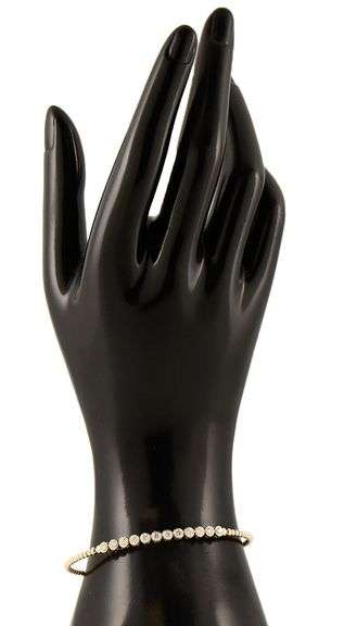 New 1.06ctw Round Diamond Bezel Set Flex Beaded Bangle Bracelet in 14K