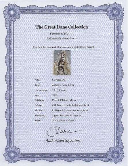 Highly Collectible and Rare Salvador Dali Original Lithograph from the 'Biblia Sacra' Suite