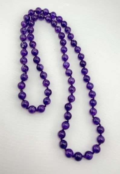 Native American Long Strand Amethyst Round Beads Necklace