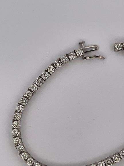 CERTIFIED 14K WHITE GOLD DIAMOND TENNIS BRACELET 7.50 CARATS