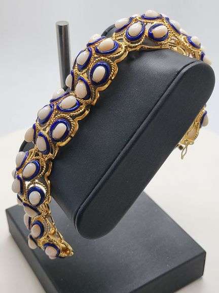 Extremely rare and collectable Art Deco 18KT Gold & Enamel Italian Bracelet