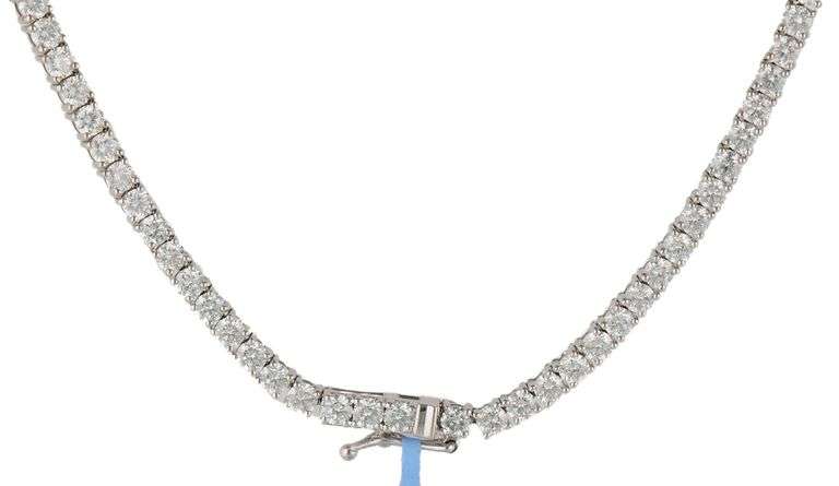 New 11.20ctw Round Diamond Tennis Necklace in 14K