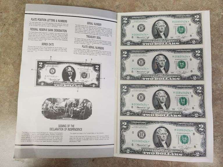 1976 $2 Star Note Uncut Sheet Of Four