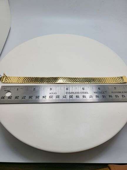 Hand made unique Italian 14KT Yellow Gold Wide Bracelet