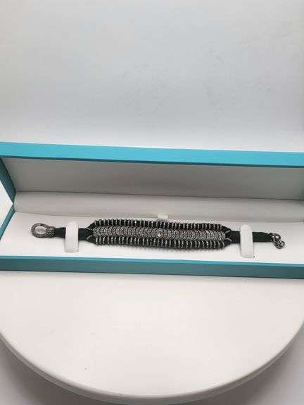 New! +10 ctw all natural diamond weaved on fabric bracelet