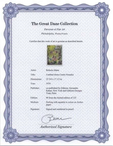 Exclusive Roberto Matta Signed Etching & Aquatint, 1974