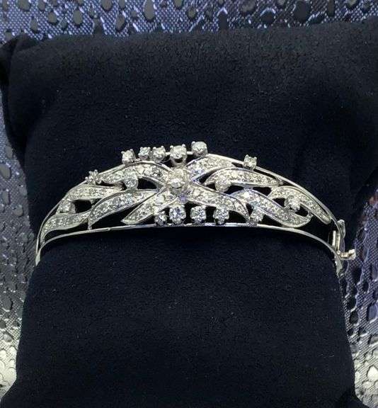 14K White Gold Vintage Diamond Bracelet – Natural Diamonds