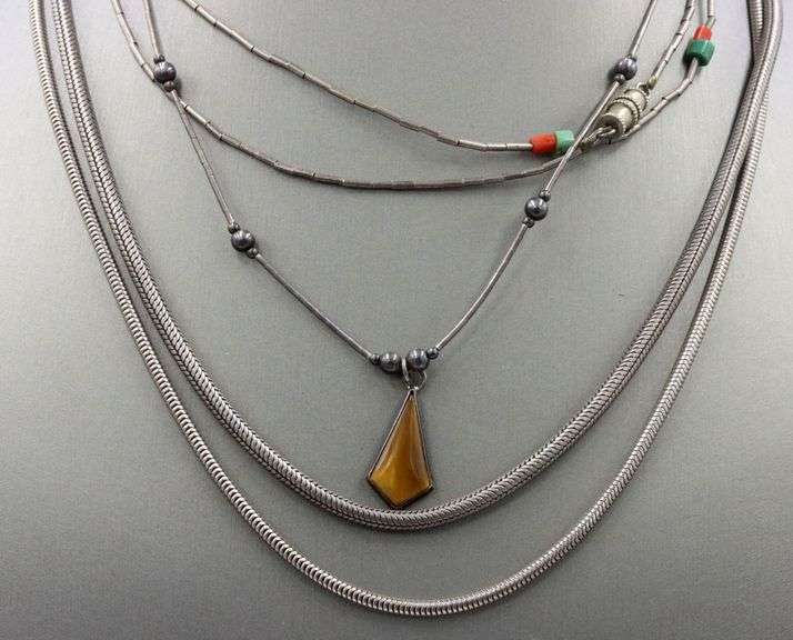 Vintage 925 sterling silver group lot of 4 necklaces