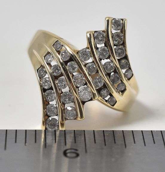 Dazzling 10K Yellow Gold Bypass Diamond Ring
