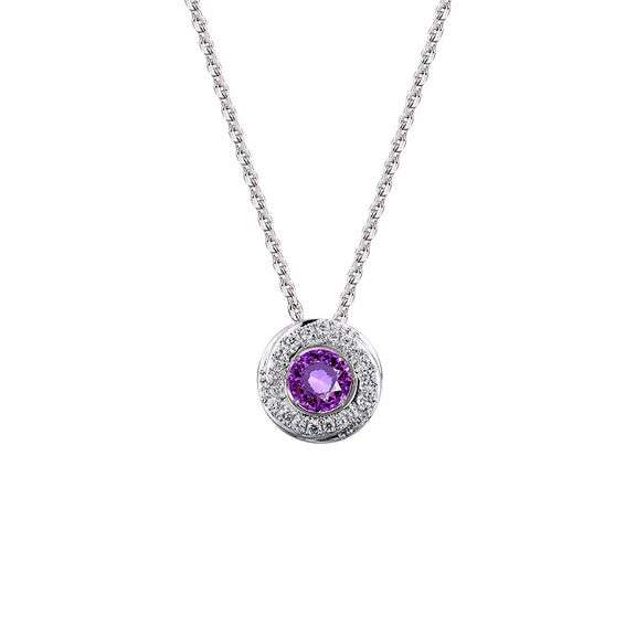 Elegant 925 Silver Pendant – Dancing Amethyst with Moissanite Sparkle