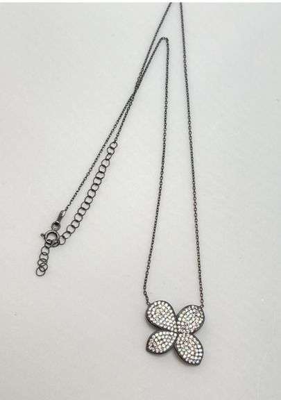 925 Black Rhodium Sterling Silver Fiore Pendant Necklace
