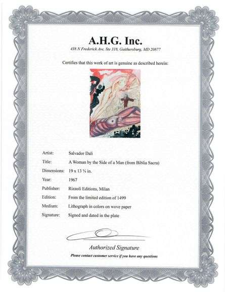 Highly Collectible and Rare Salvador Dali Original Lithograph from the 'Biblia Sacra' Suite