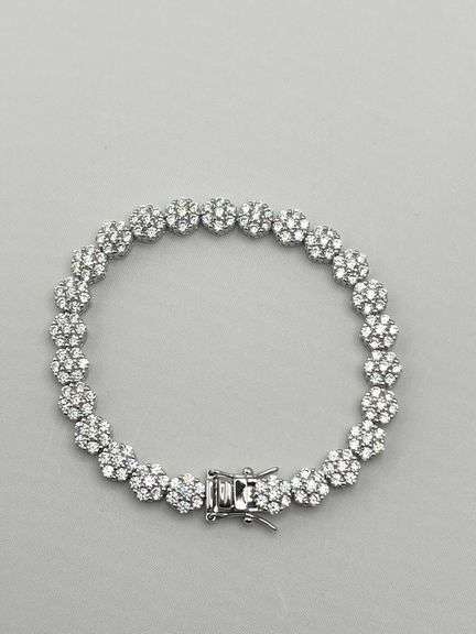 925 Sterling CZ Cluster Eternity Tennis Bracelet