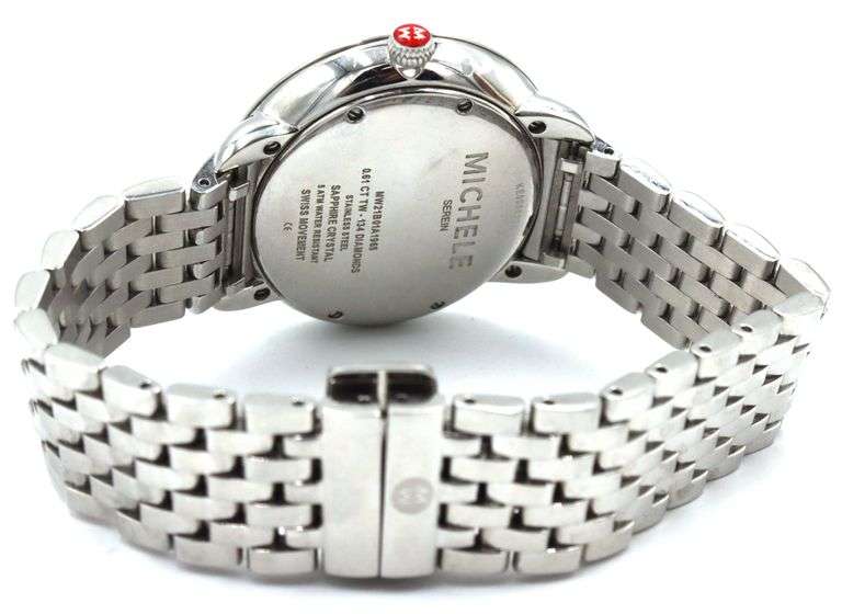 Michele Serein black mother of pearl diamond dial quartz 34mm watch