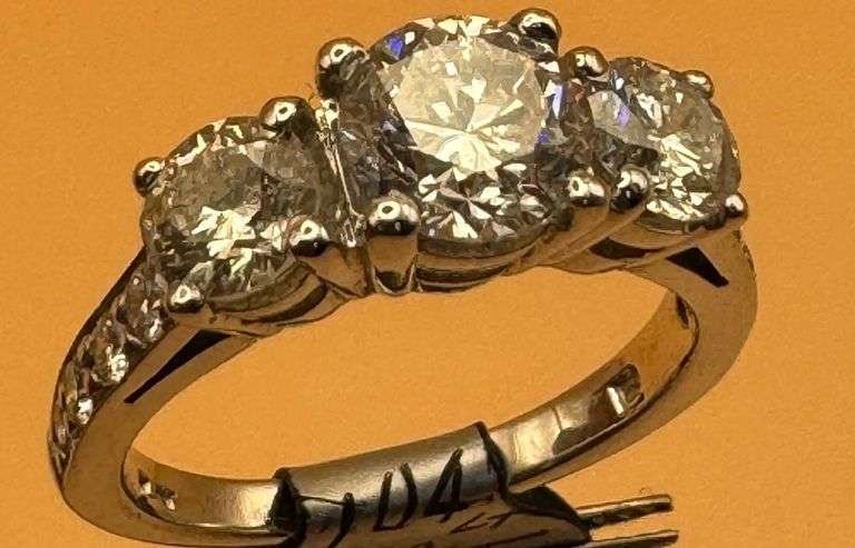 Timeless Platinum Three Stone Engagement Ring of 2.18 Ct