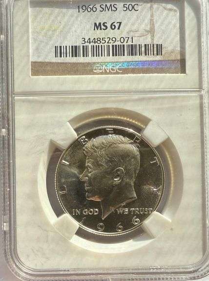 1966 SMS MS 67 Cameo NGC Kennedy Half.