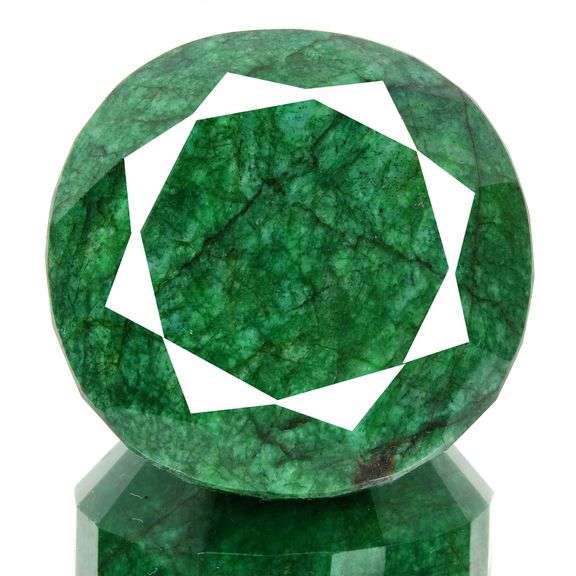 Certified Huge 1490 Ct Museum Size Natural Dark Green Emerald Solitaire