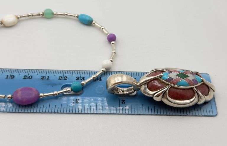 925 Vintage Sterling Silver Carolyn Pollack Inlay of turquoise inlay Carnelian, Amethyst Turquoise P