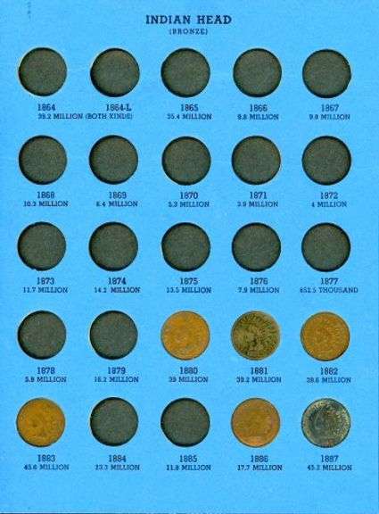 Indian Head Cent Album with 23 Coins: 1880-1908