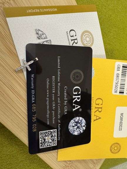 Rhodium Plated 925 Sterling Silver Moissanite Cross Pendant