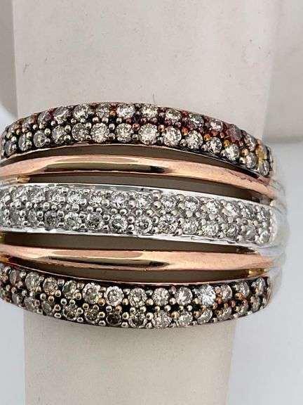 CERTIFIED 14K WHITE AND ROSE GOLD DIAMOND BAND